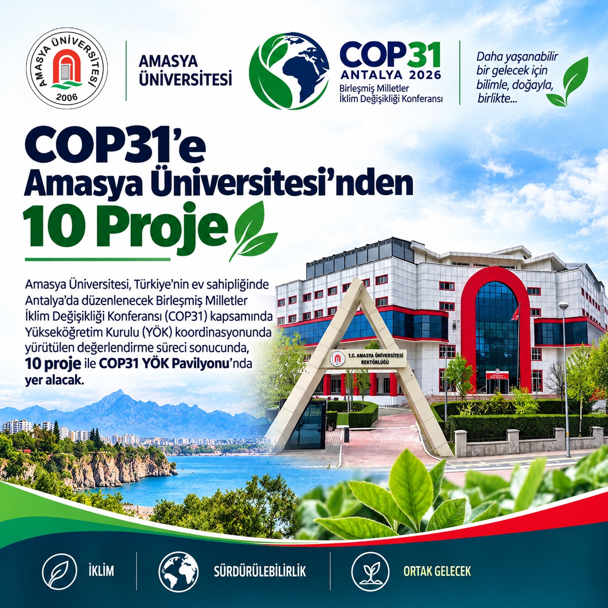 Amasya Üniversitesi’nden COP31 Başarısı: 11 Projeden 10’u Kabul Edildi