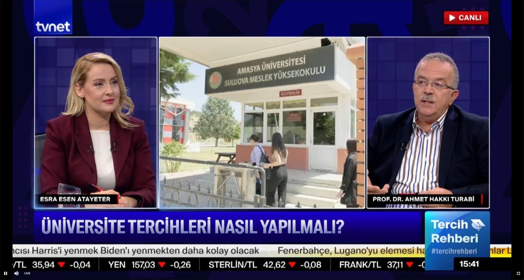 Rektör Turabi, TVNET “Tercih Rehberi” Programı Canlı Yayınına Katıldı